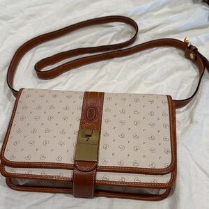 Vintage Pollini Elegant Cream and Brown Women's cross body bag